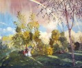 Landschaft mit einem Regenbogen 1919 Konstantin Somov Waldbäume